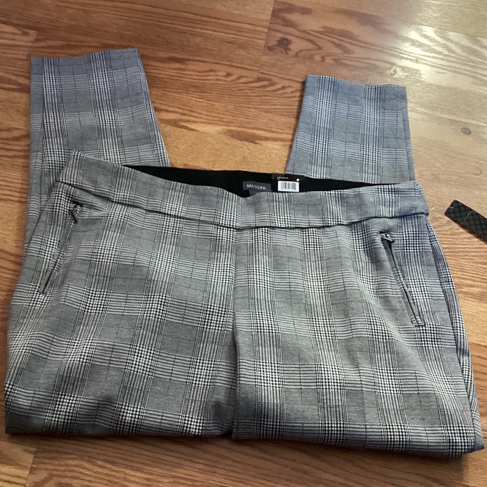 Massini Black & White Houndstooth Slim Leg Skinny Ponte Pants Size 3X